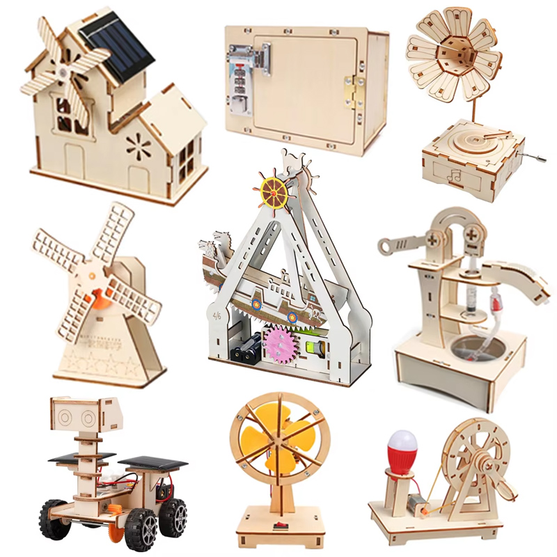 Science Project Kit - STEAM実験キット 木製DIYおもちゃ組み立てキット 手組み立て式物理科学モデル 科学授業補助具 6歳から14歳のお子様向け