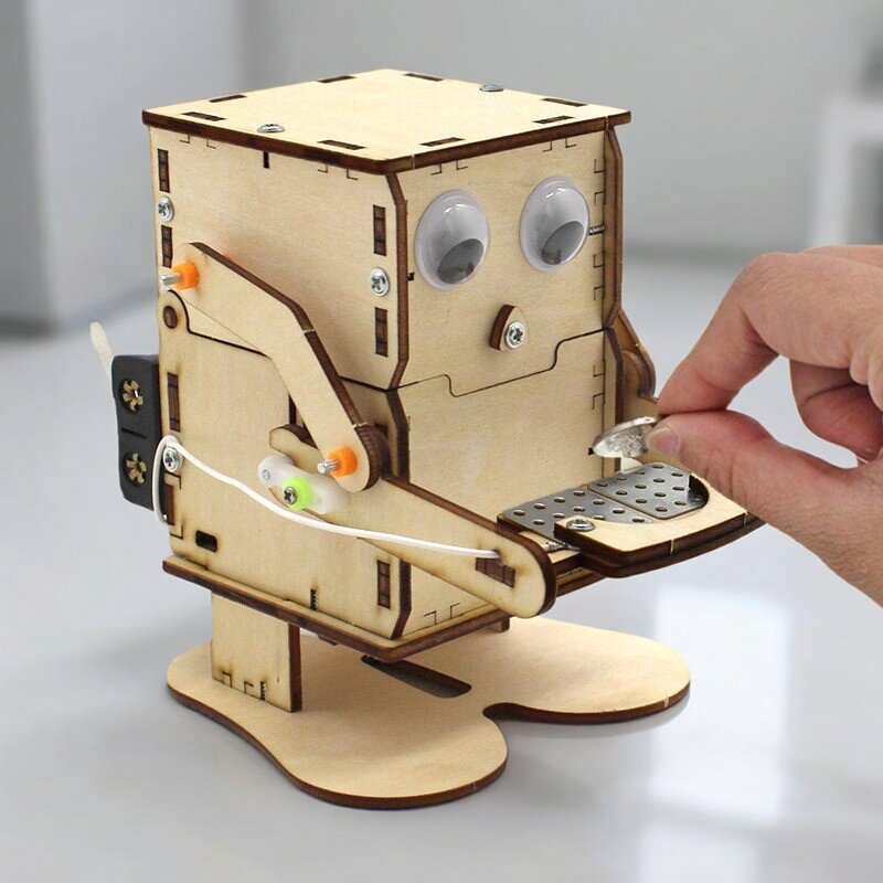 木製組み立てDIYロボットコイン食いしん坊モデルSTEMプロ - Science Project Kit のレビューと価格