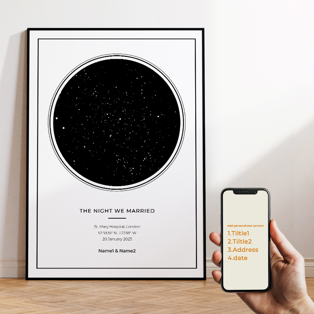 現代風カスタムパーソナライズ夜空星図ウォールアートキャンバス - Star Map Poster のレビューと価格